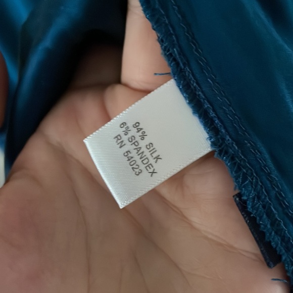 Peacock Blue silk Banana Republic ruched mini dress - Picture 7 of 7